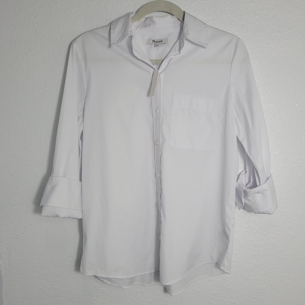 Madewell Relaxed Button-Front Shirt in Poplin| NWT |Sz XS - Picture 6 of 12